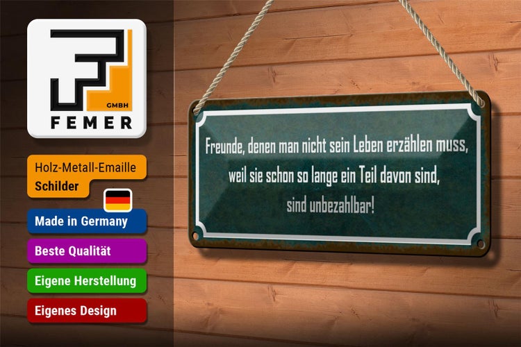 Blechschild Spruch 27x10cm Freunde sind unbezahlbar Dekoration