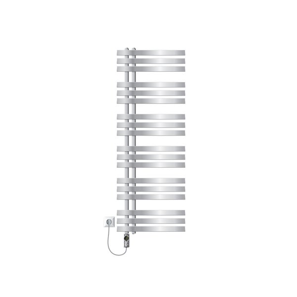 LuxeBath Elektrischer Badheizkörper Iron EM 500x1400 mm Chrom mit Heizstab 1200W Thermostat Digitalanzeige, Handtuchheizkörper mit Heizpatrone, Elektro Handtuchwärmer Paneelheizkörper Designheizkörper