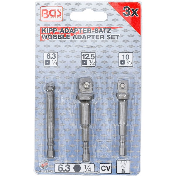 BGS Bohrmaschinen-Kippadapter-Satz Antrieb Außensechskant 6,3 mm (1/4) 3tlg. - 9162