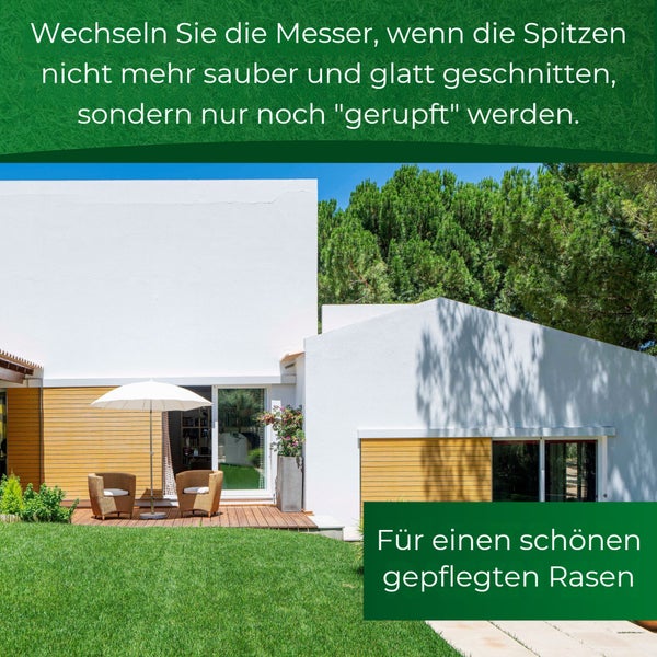 Genisys Edelstahl Ersatz Messer Klingen kompatibel mit LUX-TOOLS Mähroboter A-RMR-300-24 - LongLife - 1-Loch bruchsicher [DIN EN 50636 geprüft] 9 Stück