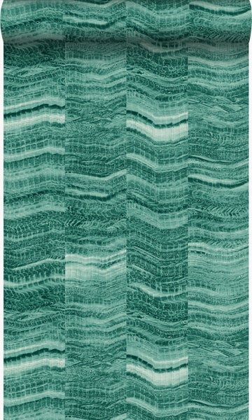 Origin Wallcoverings Tapete Zick-Zack-Mamorstreifen Smaragdgrün - 53 cm x 10,05 m - 337248