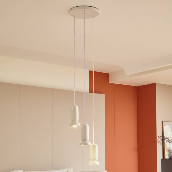 Lindby Pendelleuchte Kerimi (Skandinavisch) in Weiß aus Keramik (3 flammig, GU10) - Deckenlampe Esstischlampe Hängelampe Hängeleuchte Wohnzimmerleuchte