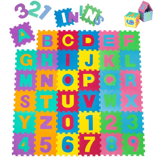 Puzzlematte tectake  jedes Teil 31,5 x 31,5 x 1 cm 86-teilig bunt