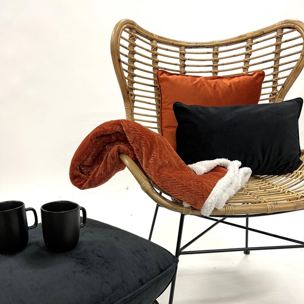 BOBBY - Wohndecke 150x200 cm - Fleece mit Sherpa-Futter - Potters Clay - orange