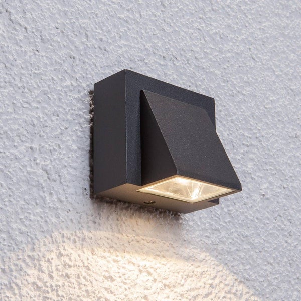 Lucande LED Wandleuchte außen Marik (spritzwassergeschützt (Modern) in Schwarz aus Aluminium (1 flammig, ) - Außenwandleuchten Wandlampe Led Außenlampe Outdoor für Außenwand/Hauswand