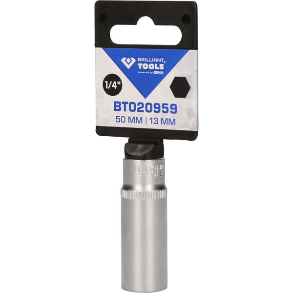 BRILLIANT TOOLS 1/4 Sechskant-Stecknuss lange Ausführung 13 mm - BT020959
