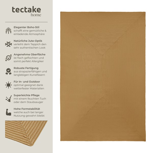 Geflochtener Teppich tectake strapazierfähig und pflegeleicht verschiedene Größen 200 x 290 cm