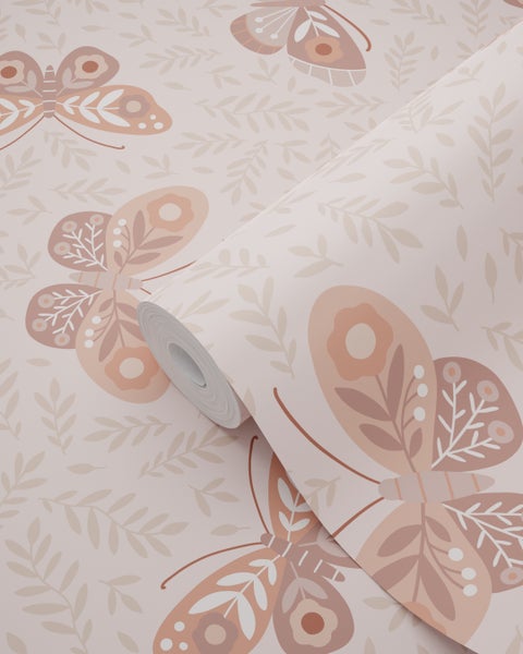 Tapetenrolle mit Schmetterlings- und Blattmuster