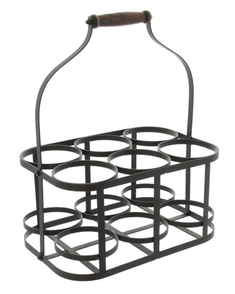 FRANK FLECHTWAREN | Flaschenkorb Metall, für 6 Flaschen, METALL, 32 x 21 x 16 cm, GH 37 cm, ohne Inhalt