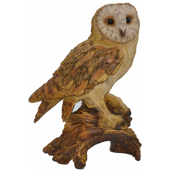 Dekofigur Gartenfigur Eule Holzoptik