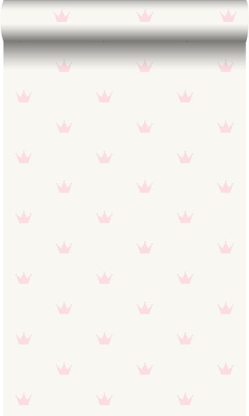 Origin Wallcoverings Tapete kleine Kronen Weiß und Rosa - 53 cm x 10.05 m - 347702