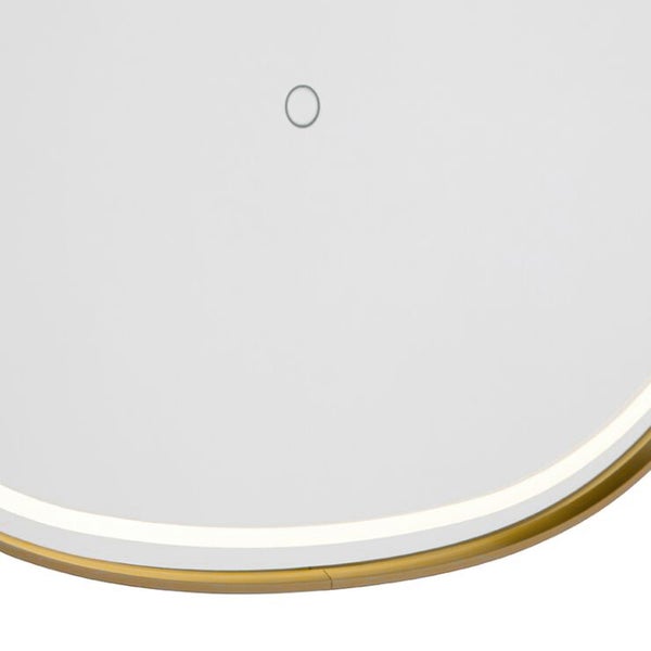 Detailaufnahme eines runden Spiegels mit Beleuchtung