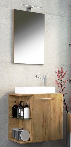 3-tlg Gäste WC Waschplatz Waschtisch Hausa Spiegel