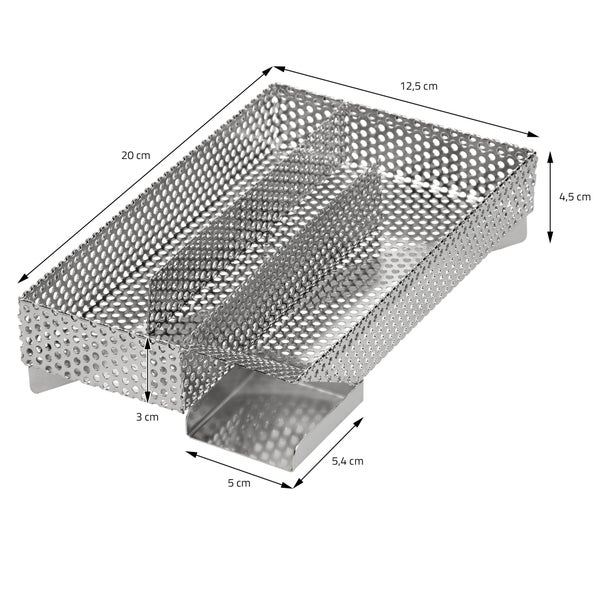 ECD Germany Kaltrauchgenerator aus Edelstahl mit 3 Kammern für Sparbrand, 20x12,5 cm, Kaltraucherzeuger zum Kalträuchern und Smoken im Räucherofen, Kugelgrill, BBQ, Food Smoker, Cold Smoke Generator