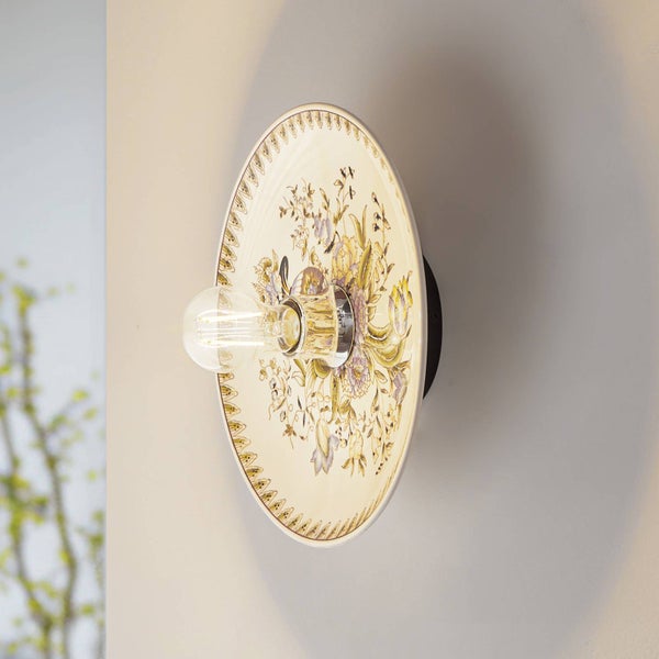 Lucande Wandleuchte, Wandlampe Innen Faelira (Retro Vintage Antik) in Weiß aus Keramik (1 flammig E27) - Wandstrahler Wandbeleuchtung Schlafzimmer / Wohnzimmer Wohnzimmerleuchte