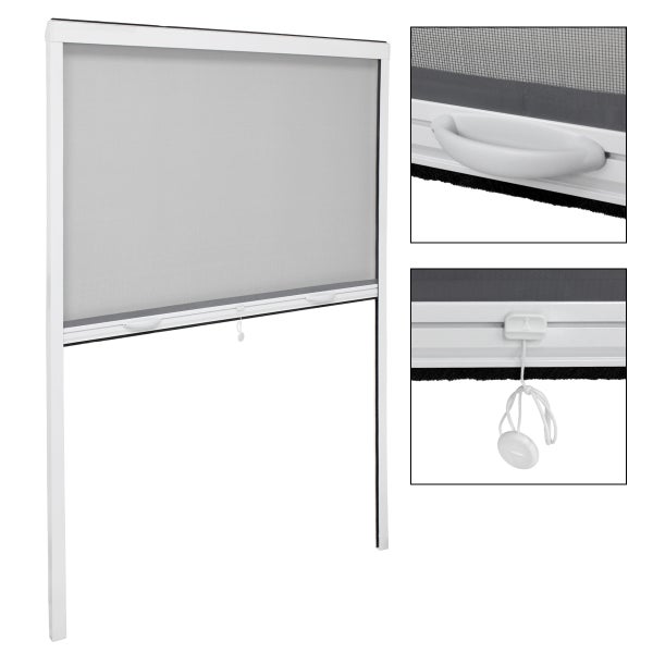 ECD Germany Fliegengitter Insektenschutzrollo für Fenster - Weiß - Witterungsbeständig - 130 x 160 cm - Fiberglas Fliegengitternetz - Insektenschutz Insektenschutztür Fensterrollo Mückenschutz Schutz