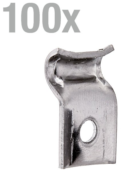 Ein metallischer Rohrschellenhalter im 100 Stück Set zur Befestigung von Rohren.