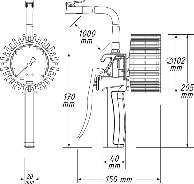 HAZET Reifenfüll-Messgerät - geeicht 9041G-1