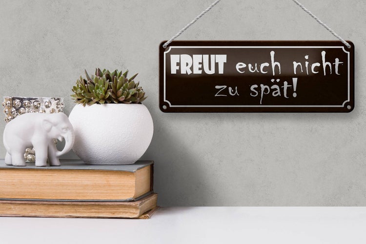 Blechschild Spruch 27x10cm freut euch nicht zu spät Dekoration