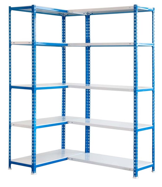 PROREGAL Eckregal Metal Shark HxBxT 180 x 90 x 30 cm Fachlast 80 kg Blau