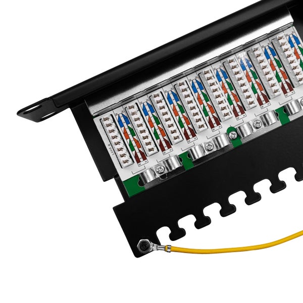 ProfiPatch Patchpanel Patchfeld Cat.6 19 Zoll 24-Port RJ45 geschirmt Rackeinbau 1HE schwarz