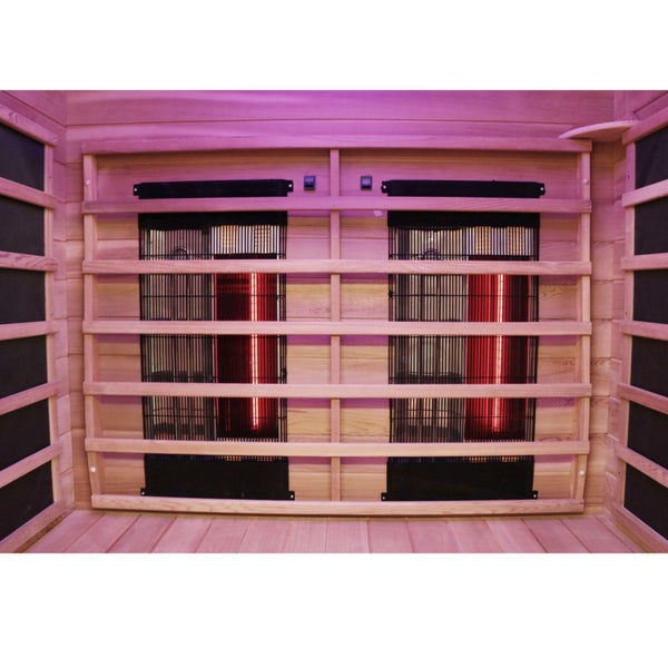 Dewello® Infrarotkabine Infrarotsauna PIERSON PRO 135cm x 105cm Hemlock-Zeder inkl. DUO Strahler, Vollspektrumstrahler, Karbonstrahler