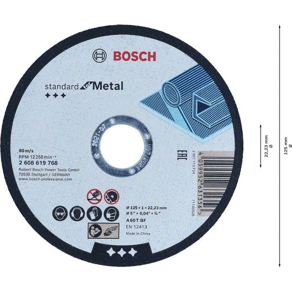 Bosch Trennscheibe mit den Maßen 125 x 1 x 22,23 Millimeter für Metall