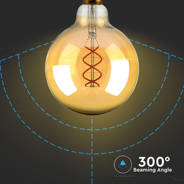 V-TAC VT-2085-N - LED-Lampen - G125 Globe E27 - IP20 - Bernstein - 5 Watt - 300 Lumen - 1800K - 2