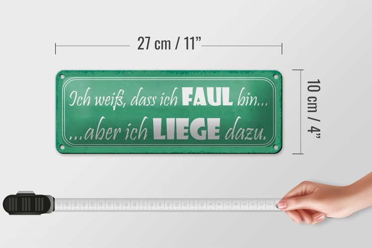 Blechschild Spruch 27x10cm ich bin faul aber ich liege dazu Dekoration