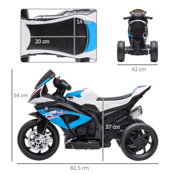 HOMCOM Kinder Elektro-Motorrad, 6V, mit 3 Musikmodi, 2,5km/h, für Kinder ab 18 Monaten, 82,5 x 42 x 54 cm, PP, Metall, Blau