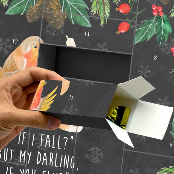 Mr. & Mrs. Panda Befüllbarer Adventskalender Rotkehlchen Federn - Schwarz