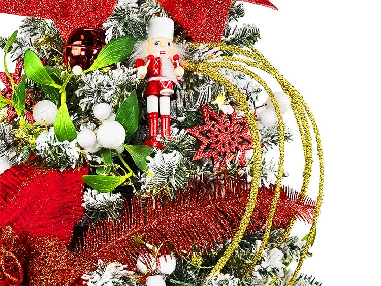 LAALU Dekorierter künstlicher Weihnachtsbaum Roter Nussknacker 60 cm mit LED-Beleuchtung IN FLOWER
