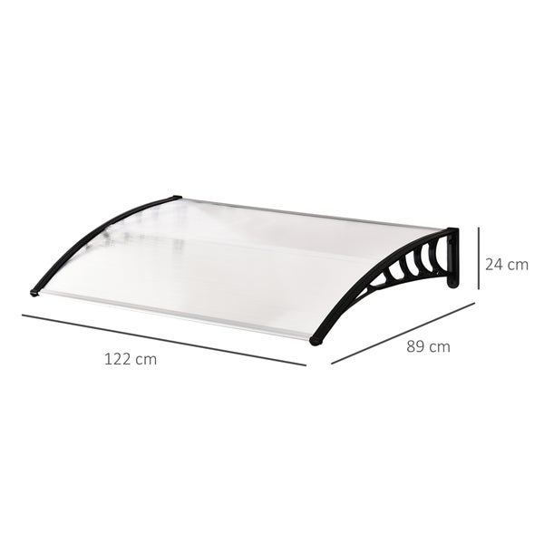 Outsunny Vordach für Haustür Überdachung 89 x 122 cm Haustürdach aus Polycarbonat, Pultbogenvordach mit UV-Schutz, Sonnenschutz Regenschutz für draußen, Weiß