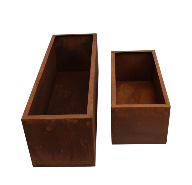 FRANK FLECHTWAREN | Pflanzer Rost, 2er Set, METALL, 40 x 19 x 16 cm, 50 x 24 x 20 cm
