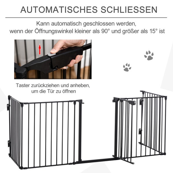 PawHut Absperrgitter, 300L x 3B x 74,5H cm, Stahl, Kunststoff, Schwarz