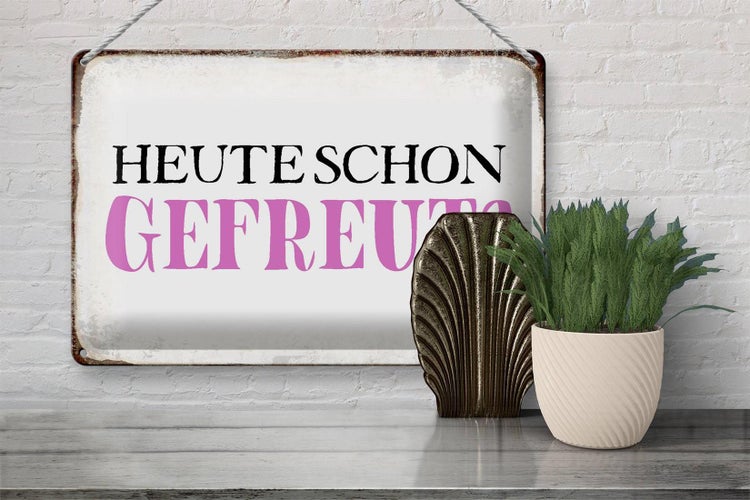 Blechschild Spruch 30x20cm heute schon gefreut Schild