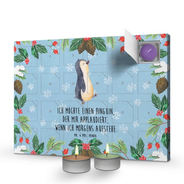 Mr. & Mrs. Panda Duftkerzen Adventskalender Pinguin marschieren - Blau Pastell