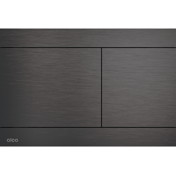 Alca Betätigungsplatte für WC mit 2-Mengenspülung, Oberfläche aus gebürstetem Metall.