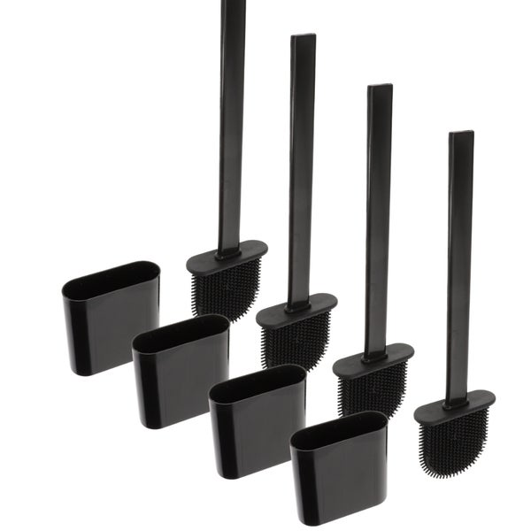 Vier Toilettenbürsten-Sets mit Halterung