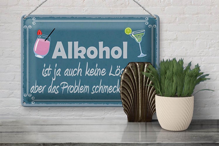 Blechschild Spruch 30x20cm Alkohol ist ja auch keine Lösung