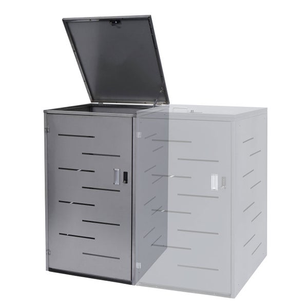 Mülltonnenbox mit Tür und geöffnetem Deckel