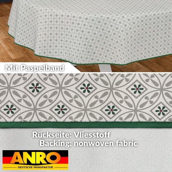 Tischdecke mit floralem Muster und Paspelband