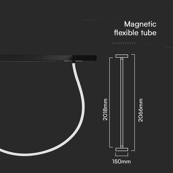 Diagramm einer magnetischen flexiblen Röhre mit Maßangaben