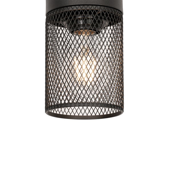 Hängelampe mit schwarzem Metallgitter
