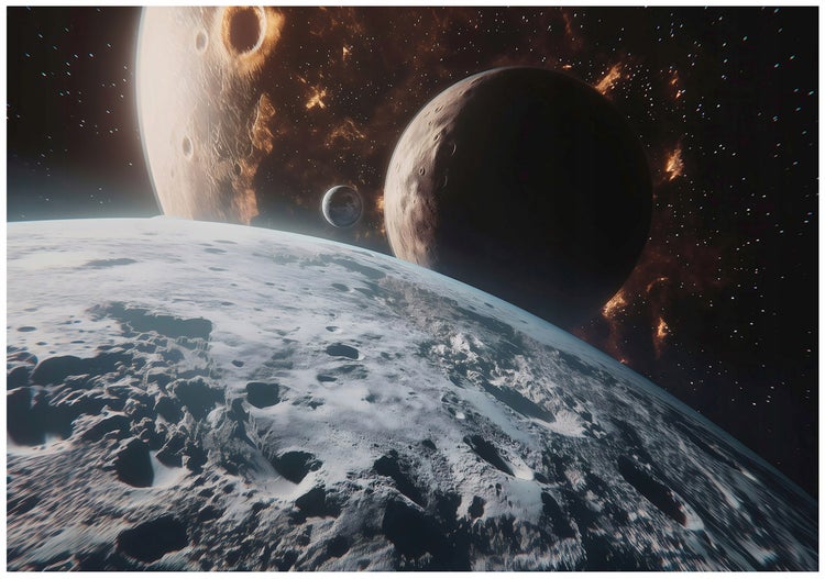 Darstellung von Planeten und Sternen im Weltraum