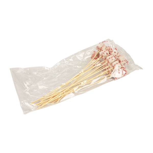 Dekospieße mit Stoffherz in Folie verpackt