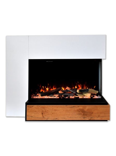 Glow Fire Elektrokamin 'Einstein' Rechtssoffen| LED Standkamin in weiß mit Heizung (1500 W) | HxBxT: 109x89x51cm