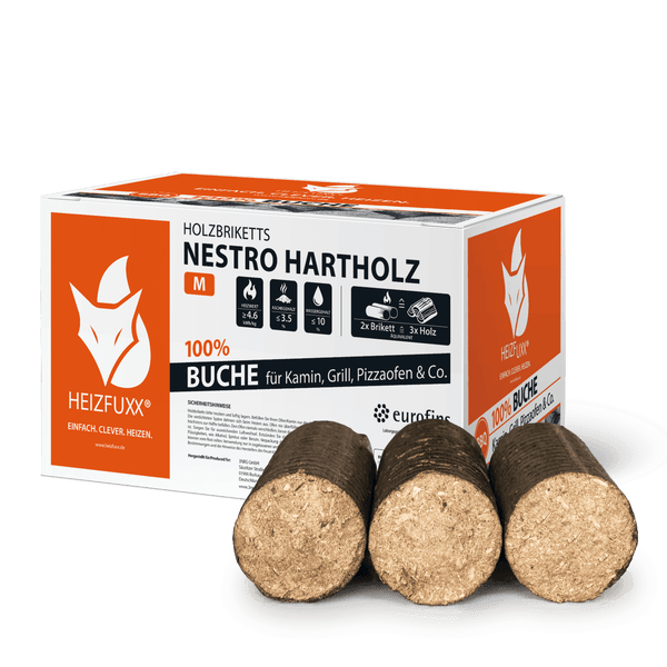 Heizfuxx Nestro Hartholz M 10kg x 30 Karton 300kg Palette Holzbriketts 10 Kg Briketts 10 Kg Holzbriketts Im Karton