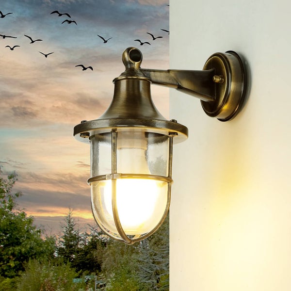 Außenwandleuchte im maritimen Stil mit transparentem Lampenschirm