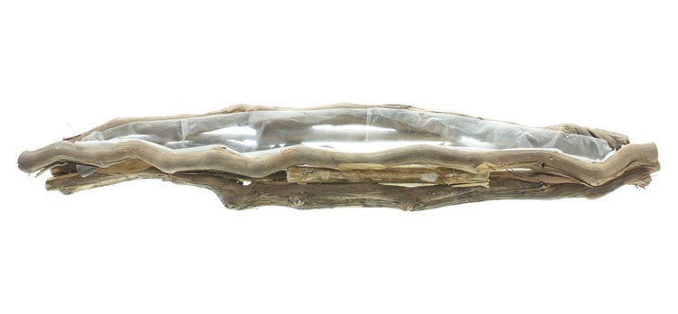 FRANK FLECHTWAREN | Pflanzer Rustikal, HOLZ, FOLIE, ca. 70 x 10 x 8 cm